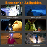 BYASKZIV Lampara Cabeza, Linterna de Cabeza IP68 Recargable, Resistencia a Caídas de 1,5 m Headlamp, Linterna Multifunción de 6 Modos, Linterna Frontal USB