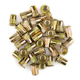 Anwenk 50 Tuercas de Remache de Acero al Carbono Chapado en Zinc, 3/8-16UNC, Cabeza Plana, 0.375 Pulgadas, 0.65 Pulgadas, 0.75 Pulgadas