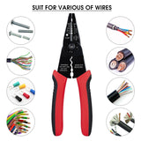 WGGE WG-015 - Pelacables profesional de 8 pulgadas, cortador de alambre, crimpadora de alambre, pelacables, herramientas de cableado y herramienta de mano multifunción.