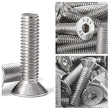 M6-Tornillos hexagonales de cabeza plana de 1.0 x 12 mm, tornillos avellanados, acero inoxidable 304, unidad de enchufe hexagonal métrica, totalmente roscada, acabado brillante, 50 unidades