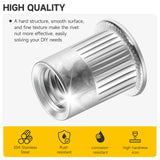 Mywish - 100 tuercas de remache #10-24, tuercas de acero inoxidable 304 con cabeza plana moleteada para cuerpo RIV, inserciones roscadas para madera y metal, tuercas de tornillo, remaches, kit de