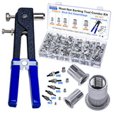 Kit de herramientas de tuerca de remache de presión, 430 piezas de combinación de tuercas de remache métricas (M8/M6/M5/M4/M3), adecuado para muebles, decoración, aplicaciones automotrices, marinas e