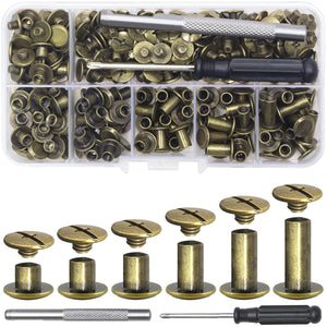 YORANYO 110 Juegos De Tornillos De Chicago, Remaches De Cuero, Remaches De Tornillo Surtidos M5, Tornillos De Encuadernación De Chicago Para Decorar Y Reparar, Artesanía De Cuero, Cinturón, Bolso, Zap