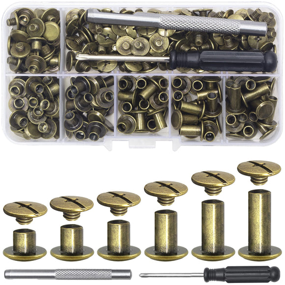 YORANYO 110 Juegos De Tornillos De Chicago, Remaches De Cuero, Remaches De Tornillo Surtidos M5, Tornillos De Encuadernación De Chicago Para Decorar Y Reparar, Artesanía De Cuero, Cinturón, Bolso, Zap