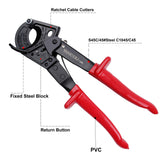Yangoutool - Cortador de cables de carraca y cortador de cables de aluminio resistente para cortar cables eléctricos de hasta 240 mm²
