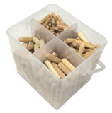 WEN JN400D cubeta surtido de 400 piezas con clavijas estriadas para carpintería de 1/4, 5/16 y 3/8 pulgadas