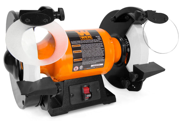 WEN BG4286 - Molinillo de banco de velocidad lenta de 3 amperios, 8 pulgadas, naranja, negro