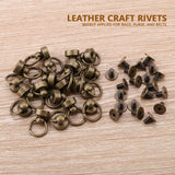20PCS Conjuntos de Botón de Cabeza Redonda de Latón Remaches Leathercraft Bricolaje Artesanal de Cuero Metal Remache con Hebilla para la Correa del Cinturón Zapatos de Decoración (Bronce)