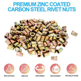 Trivd Frol - Juego de 200 tuercas de remache UNC de 1/4 a 20 unidades, acero al carbono chapado en zinc