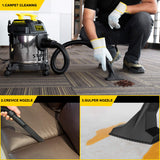 Stanley Aspiradora en seco y húmedo de 4 galones, soplador de aspiradora 3 en 1 de Acero Inoxidable HP de 4 Picos con Potente succión, para Lugar de Trabajo, cochera, sótano, Modelo: SL18301-4B