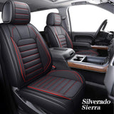 YIERTAI - Fundas de asiento de camión compatibles con Chevy Silverado GMC Sierra fit 2007-2025 1500/2500/3500HD Trail Boss Z71 Crew - Cubiertas de piel impermeables de doble cabina extendida (2 piezas
