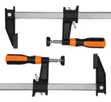 WEN 10212F2 Abrazaderas de barra de acero de ajuste rápido de 12 pulgadas con garganta de 2.5 pulgadas y mango de microajuste, paquete de dos, negro