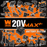 WEN 20418BT - Lijadora de banda inalámbrica de 20 V máximo, velocidad variable, portátil y portátil (solo herramienta, batería no incluida)