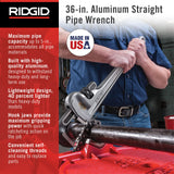 RIDGID 31110 Model 836 Aluminum Straight Pipe Wrench, 36-inch Plumbing Wrench