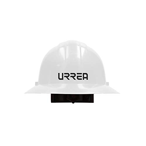 Casco de seguridad de ala completa con 4 puntos de suspensión, dieléctrico, con arnés de polietileno y ajuste por matraca color blanco