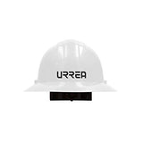 Casco de seguridad de ala completa con 4 puntos de suspensión, dieléctrico, con arnés de polietileno y ajuste por matraca color blanco