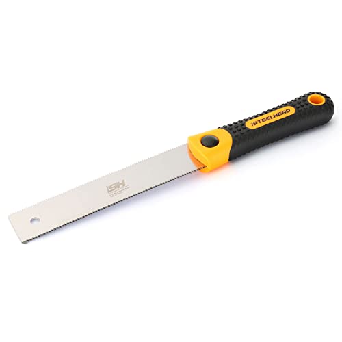 STEELHEAD 6.8-Inch (170mm) Ryoba Double Edge Japanese Pull Saw, High-Quality Japanese SK Steel, 22TPI & 13TPI Flexible Blade, Woodworking, Soft & Hardwoods, Push-Button Blade Change, USA-Based Support