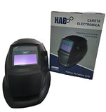 Casco Soldador HAB Careta Profesional Electrónica Automática para Soldar con 2 Sensores de Arco Independiente Ajustable de 9 a 13 Sombras en Color Negro