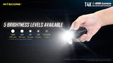 Nitecore T4K CREE LED 4000 lúmenes USB recargable linterna compacta, batería y EdisonBright marca USB-C cable de carga