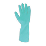 Showa 717 - Guante de nitrilo sin forro, talla grande (12 pares), Resistente a los químicos, Verde claro, Large