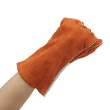 Guantes de soldador, guantes de soldadura eléctrica guantes de soldador de cuero de vaca gruesos guantes de corte de doble capa alargados un par(Rojo)