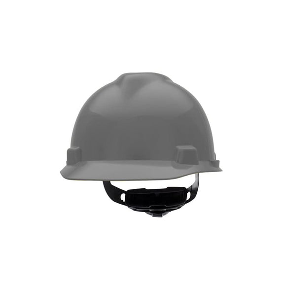 Casco seguridad delantero rígido con suspensión de trinquete, estándar, blanco, V-Gard Cap w/Fas-Trac III Susp, Gris, Estándar