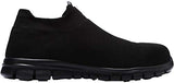 LARNMERN Calcetines de punta de acero, zapatos de seguridad para el trabajo, ligeros, industriales y de construcción, zapatos sin cordones, Negro, 12.5 Women/11 Men