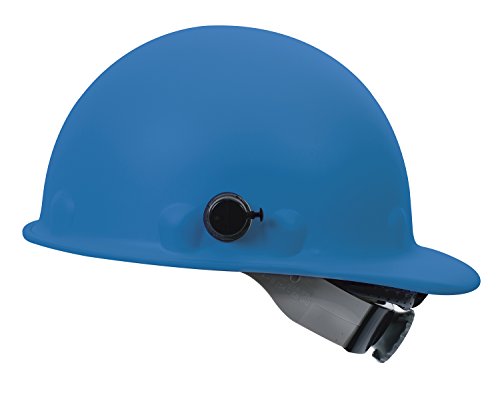 Gorro rígido de fibra de vidrio con correa oscilante, color azul