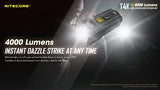 Nitecore T4K CREE LED 4000 lúmenes USB recargable linterna compacta, batería y EdisonBright marca USB-C cable de carga