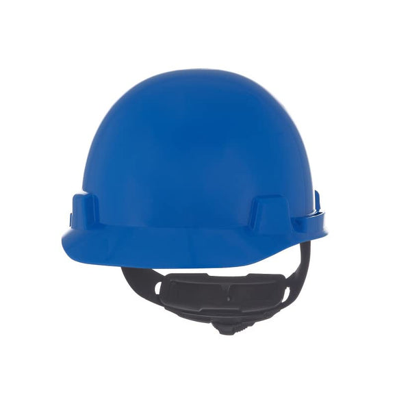 Casco de seguridad con suspensión Fas-Trac III de trinquete | Carcasa de polietileno, protección superior contra impactos, correas de corona autoajustables – Tamaño estándar en azul