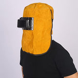 Capucha Soldador Protector de La Soldador de Cuero para Soldador de Cuero Tapa de Molienda con Cuello Drapeado de Hombro Filtro de Oscurecimiento de Drapeado Naranja