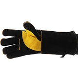 Guantes de soldador, de piel, resistentes al calor, resistentes al fuego, con costuras de Kevlar, resistentes al calor, para soldar, horno, parrilla, barbacoa, chimenea, estufa, soporte para ollas, soldador, 40,6 cm