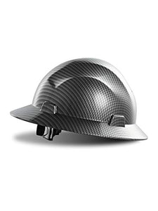 Casco duro de ala completa, aprobado por OSHA, diseño gris carbón premium, casco de seguridad FRP con suspensión de trinquete ajustable de 4 puntos, clase C