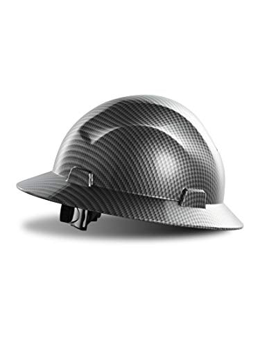 Casco duro de ala completa, aprobado por OSHA, diseño gris carbón premium, casco de seguridad FRP con suspensión de trinquete ajustable de 4 puntos, clase C