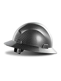 Casco duro de ala completa, aprobado por OSHA, diseño gris carbón premium, casco de seguridad FRP con suspensión de trinquete ajustable de 4 puntos, clase C