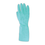 Showa 717 - Guante de nitrilo sin forro, talla grande (12 pares), Resistente a los químicos, Verde claro, Large