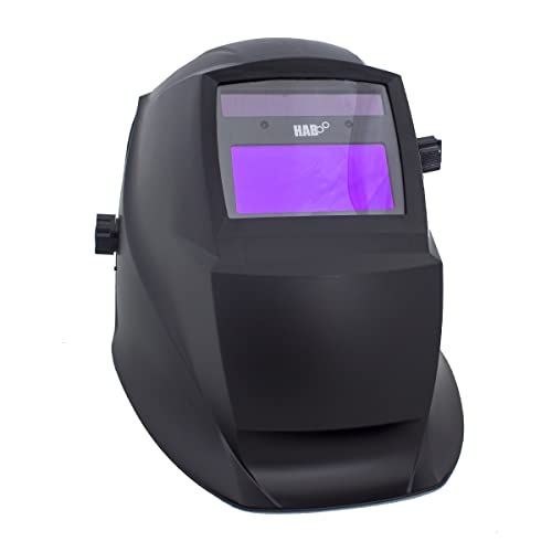 Casco Soldador HAB Careta Profesional Electrónica Automática para Soldar con 2 Sensores de Arco Independiente Ajustable de 9 a 13 Sombras en Color Negro