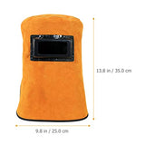 Capucha Soldador Protector de La Soldador de Cuero para Soldador de Cuero Tapa de Molienda con Cuello Drapeado de Hombro Filtro de Oscurecimiento de Drapeado Naranja