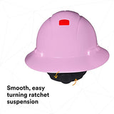 Casco seguridad  duro de ala completa , rosa, suspensión de trinquete de 4 puntos, con Uvicator