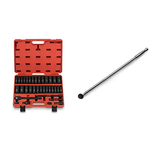 Neiko 02446A Juego de llaves de impacto maestro de 1/2", 35 piezas surtidas de zócalo profundo + Barra de Rotura de Trabajo Pesado de 24 " 1/2 de grosor de acero al cromo-vanadio