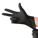 Guantes desechables negros de nitrilo sin látex y polvo de 6 mil, 100 unidades, texturizados, uso mecánico, limpieza, alimentos (negro (paquete de 100), XL (paquete de 100))
