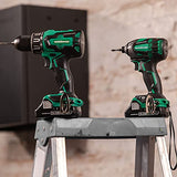 Metabo HPT KC18DBFL2C - Kit combinado inalámbrico de taladro multivoltios de 18 V y destornillador de impacto de triple martillo