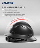 Sombrero duro de ala completa, aprobado por OSHA, diseño de puntos grises, casco ventilado de seguridad FRP con suspensión de trinquete ajustable de 4 puntos, clase C