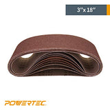 POWERTEC 110810 - Correas de lijado de óxido de aluminio de grano 80, papel de lija de alta calidad para lijadora de banda portátil, paquete de 10