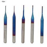 Brocas fresadora 10 Unids  de Carburo de Tungsteno Cortador Recubierto Azul Molino de Fresas Para Pcb Scm Placa de Circuito Máquina de Grabado(0.5mm)