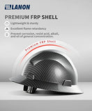 Casco duro de ala completa, aprobado por OSHA, diseño gris carbón premium, casco de seguridad FRP con suspensión de trinquete ajustable de 4 puntos, clase C