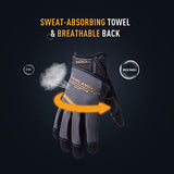 Guantes de trabajo utilitario para hombres y mujeres, guantes de trabajo de cuero sintético con agarre de silicona, transpirables, guantes mecánicos con pantalla táctil (grande, gris)