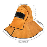 Capucha  soldador de cuero, capucha de soldador de cuero, casco de soldador con lente de filtro de oscurecimiento automático, casco de soldadura de gorra de trabajo, amarillo (cara completa + cobertura de hombro del cuello)