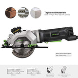 Sierra circular, GALAX PRO 4Amp 3500RPM minisierra circular con guía láser, máx. Profundidad de corte 1-11/16" (90°), 1-1/8" (45°) sierra compacta con hoja TCT de 4-1/2" 24T, adaptador de aspiradora, llave de hoja y guía de desgarro