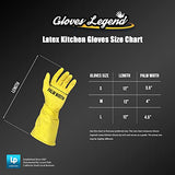 Tamaño mediano – 3 pares de, 6 pares y 12 pares Guantes Legend – Amarillo flocado látex hogar cocina limpieza lavado Guantes de hule – 18 mil, Amarillo, 12